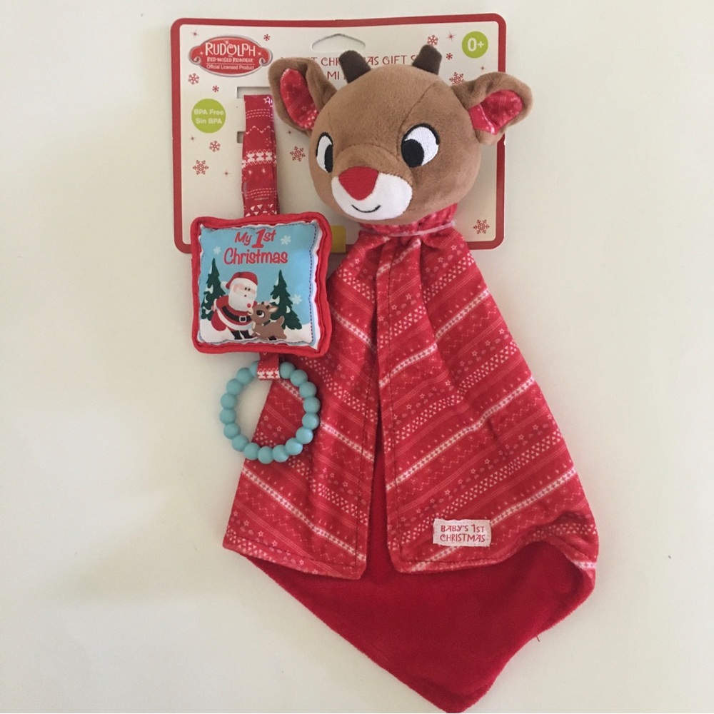 NEW Rudolph the Red Nose Reindeer Lovey Nunu Soft Cuddle Toy Set Christmas